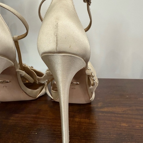 Badgley Mischka Women's Lisa Embellished Satin Floral Appliqué High-Heel Sandals - Picture 7 of 10